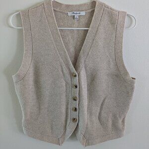 Madewell V-Neck Button-Front Sweater Vest, Size Medium